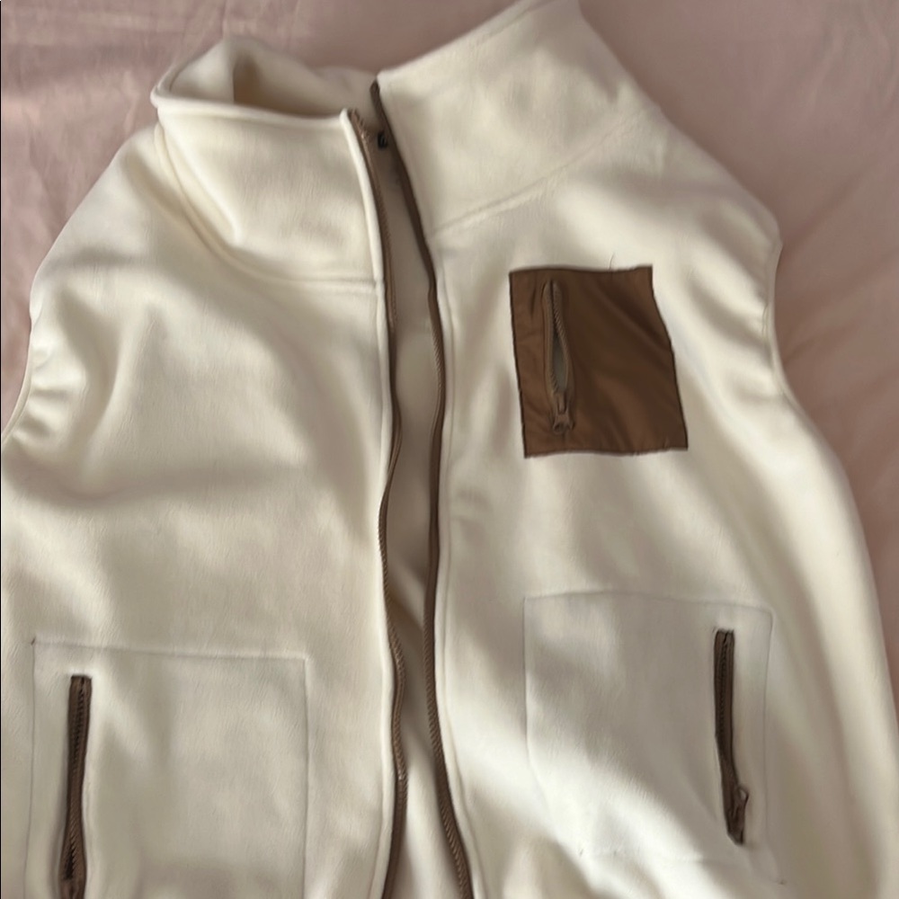 Cream Vest with Brown Accents